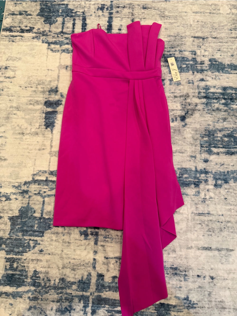 Eliza J Strapless Fuchsia Draped Cocktail Dress